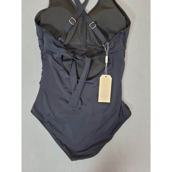 HEYTALALA Womens One Piece Swimsuit Tummy Control Push Up V Neck Tie Back Medium - Picture 9 of 9